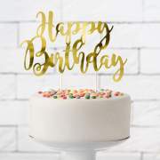 PartyDeco Cake Topper Happy - Birthday Gold