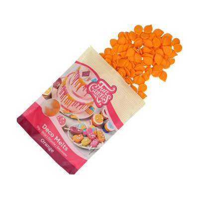 Funcakes Deco Melts, Orange, 250g, Schmelz-Glasur-Drops, schmelzen, gießen, drippen, fertig