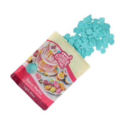 Funcakes Deco Melts, Hellblau, 250g, Schmelz-Glasur-Drops, schmelzen, gießen, drippen, fertig