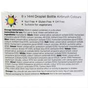 Sugarflair Airbrush Farben Set Alkoholfrei 8x 14ml + Reiniger 60ml