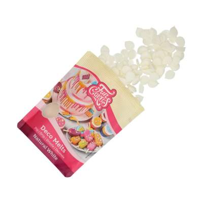 Funcakes Deco Melts, Natürliches Weiß, 250g, Schmelz-Glasur-Drops, schmelzen, gießen, drippen, fertig