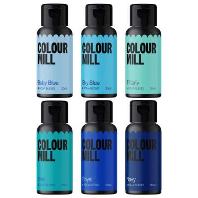 AOS Set | Colour Mill Aqua Blend Lebensmittelfarbe Blue Colours Set 6x 20ml