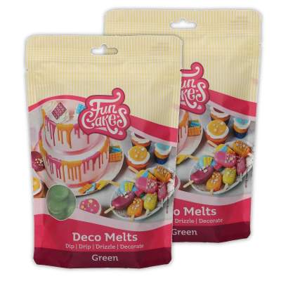 Doppelpack Funcakes Deco Melts - Grün 2x 250g (500g), Glasur-Drops, Fertig