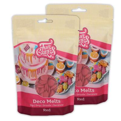 Doppelpack Funcakes Deco Melts Rot 2x 250g (500g), Glasur-Drops, Fertig