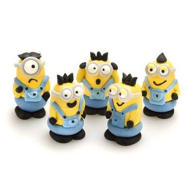 Cake Masters Minions Zuckerfiguren 5 Stück im Set,Tortendeko Kinder, Handgefertigt aus Zucker, 45mm hoch