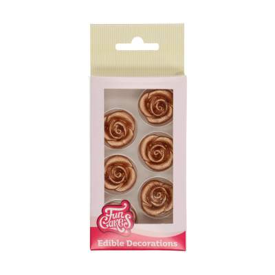 Funcakes Fondant Rosen Bronze-Gold 6er Set
