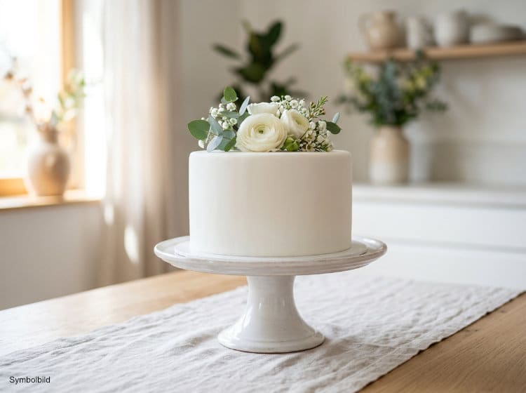 Perfekt glatt eingestrichene Torte mit scharfen Kanten